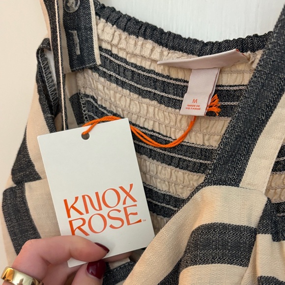 Knox Rose Black and Cream Striped Midi Dress - Picture 3 of 6